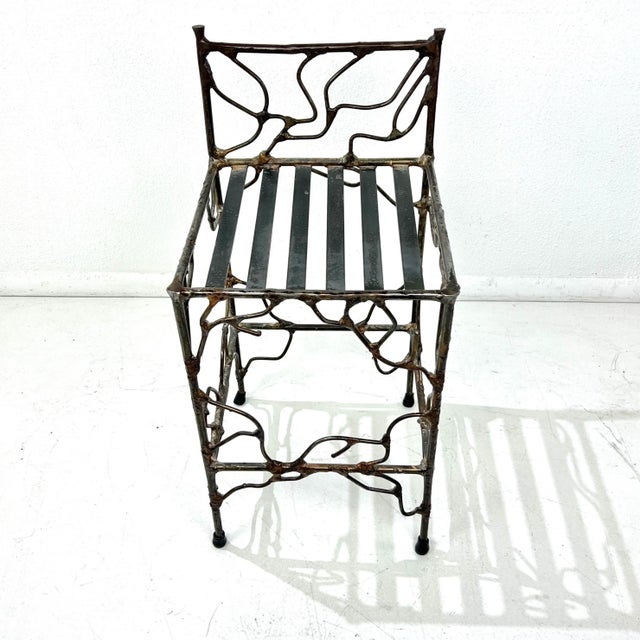 1980s Wrought Iron Vanity Stool For Sale - Image 15 of 15