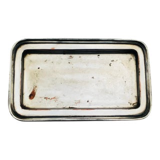 Vintage French Hotel Silver Rectangular Tray - A Parisian Discovery For Sale