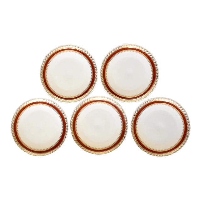 Vintage Lenox "Georgian" Red & Gold Small Plates - Set of 5 For Sale