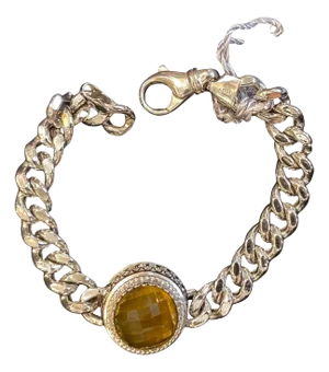 1990s Vintage Sterling Silver and Briolette Quartz Chain Bracelet by Anomis