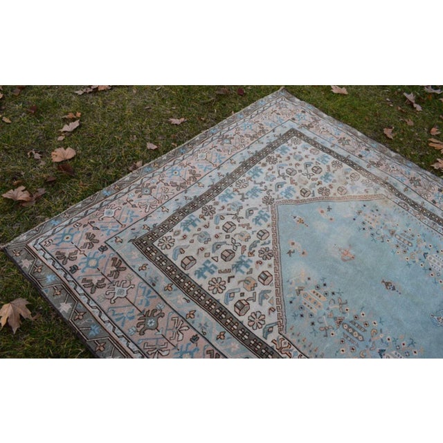 Textile ative Turkish Soft Muted Color Oushak Dining Room Rug - 6′ × 8′8″ For Sale - Image 7 of 11