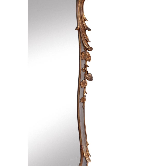 Wood Large Painted and Gilt Wood Mirror, Ornate Crest, Early 20th Century For Sale - Image 7 of 7
