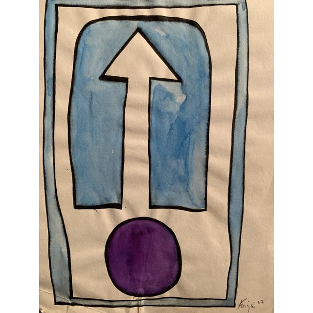Mid Century Abstract Watercolor Original Painting Nyc Artist For Sale In Dallas - Image 6 of 7