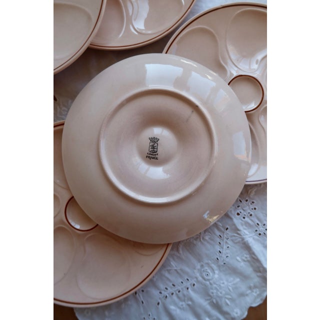 Vintage Pink Earthenware Oyster Plates from Longwy, 1970s, Set of 6 For Sale - Image 6 of 9