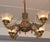 19th Century Bronze 4 Light Etched Glass Shade Gas Chandelier Gasolier Dimensions : 24" Tall X 37" Wide X 37" Deep This...