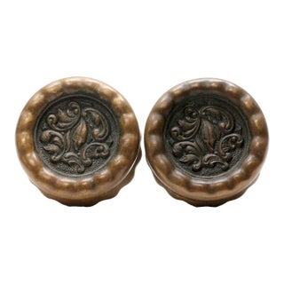 Antique Bronze Rococo Asymmetrical Eulalia Entry Door Knobs For Sale