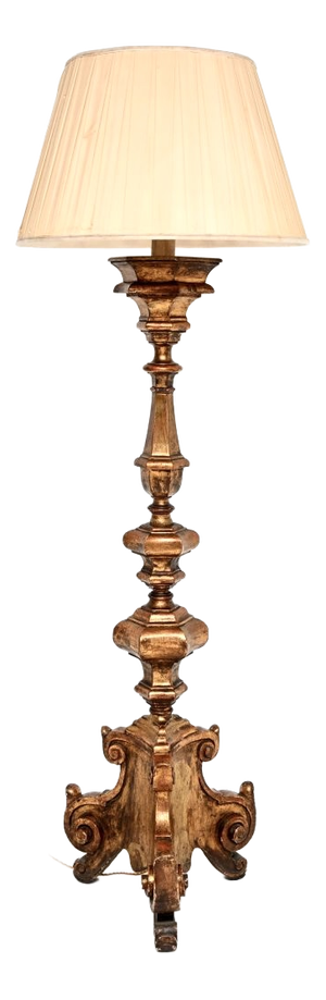 Antique Italian Renaissance Style Gilt Wood Floor Lamp, 1920