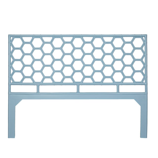 Coastal Honeycomb Platform Bed King, Pool Blue For Sale - Image 3 of 6