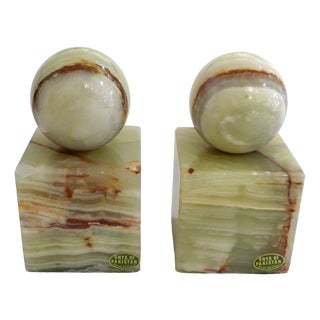 Mid-Century Italian Modernist Sculptural Bookends in Onyx, 1950s, Set of 2 For Sale