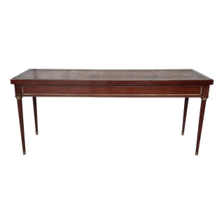 Mid 19th Century Louis XVI Style Mahogany Convertible Console, Dining Table with Brass Trim For Sale