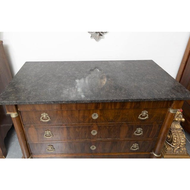 Wood French Empire Mahogany Commode With Black Marble Top For Sale - Image 7 of 8