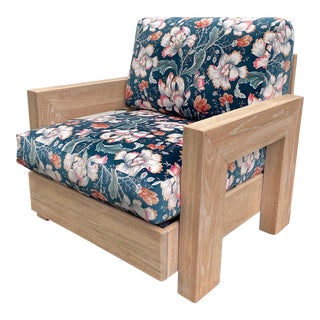 1960s Howard Furniture Manufacturing Company Mid-Century Arm Chair With Floral Velvet Cushions For Sale