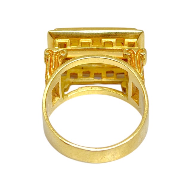 Late 20th Century Finestra Greek Revival 18k Yellow Gold and Citrine Architectural Ring, Size 9.25 For Sale In Las Vegas - Image 6 of 13