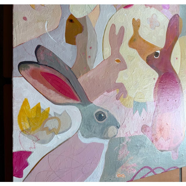 This fun and pink painting depicts many rabbits. I call it “Fluffle”. It is whimsical and has lots of hidden gems. I used...