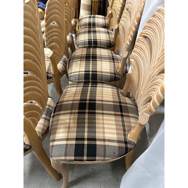 Late 20th Century Late 20th Century Wood Carved Palm Frond Leaf Chairs, Set of 6 For Sale - Image 5 of 12