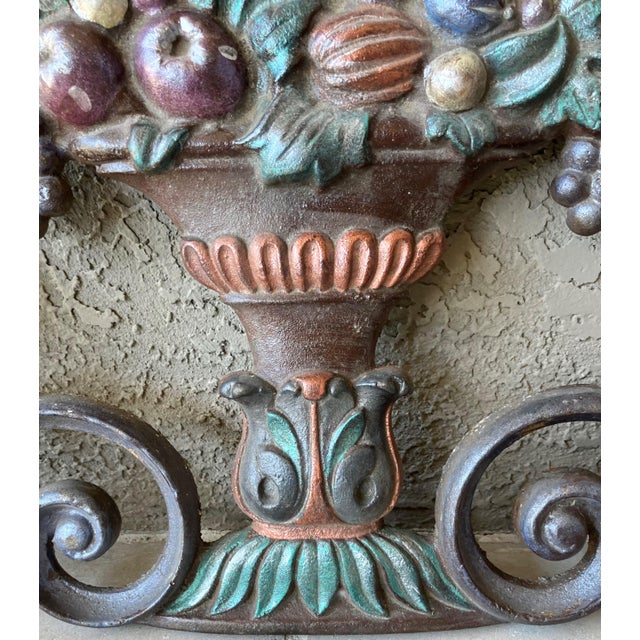 Late 19th-Century Cast Iron Victorian-Style Pediment With Fruit Urn & Swooping Ravens For Sale - Image 11 of 18