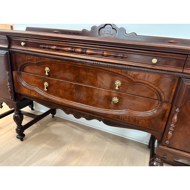 Jacobean Jacobean Antique 1920s Walnut Buffet Sideboard For Sale - Image 3 of 7