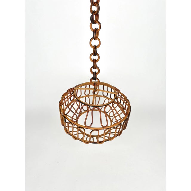 Wood Bamboo & Rattan Pendant, Italy, 1960s For Sale - Image 7 of 13