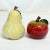 1980s Vintage Portuguese Arts & Crafts Majolica Pear & Apple Salt and Pepper Shakers. For Sale - Image 4 of 8