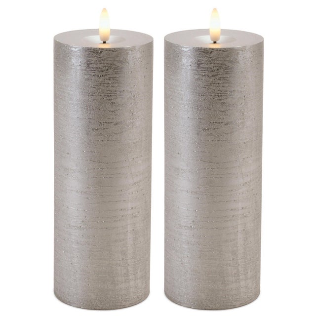 Kenneth Ludwig Chicago Metallic FIA Wick LED Candle (Set of 2) For Sale - Image 4 of 4