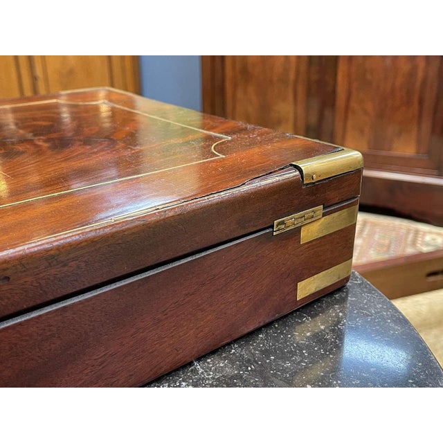 19th Century Mahogany Marine Chest For Sale - Image 12 of 16
