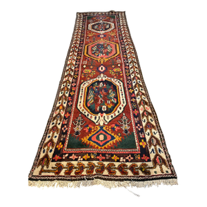 1990s Handwoven Persian Bakhtiari Rug - 3'7" X 12'6"
