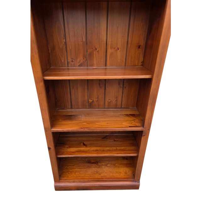 American Ethan Allen Country Craftsman Bookshelf Cabinet Shelf Display Knotty Pine Hutch For Sale - Image 3 of 12
