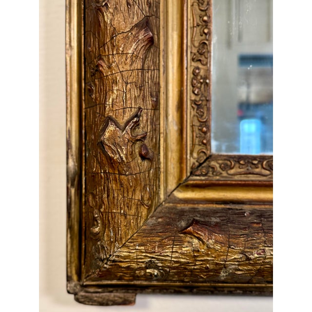 Antique French Faux Bois Gilt Louis Philippe Mirror For Sale - Image 9 of 11