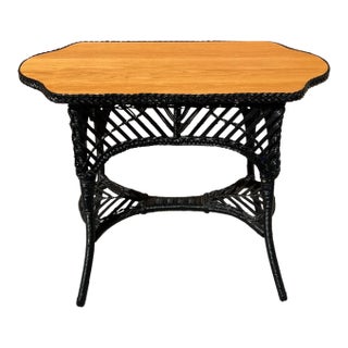 Early 20th C Wicker and Oak Hall Table For Sale