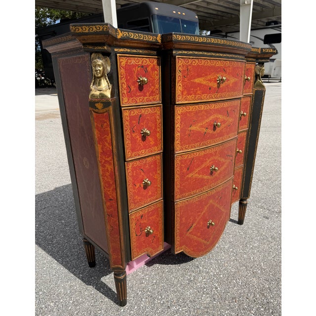 Stunning Theodore Alexander. It features 12 drawers, leather top, drawers and sides, reeded feet and brass hardware....