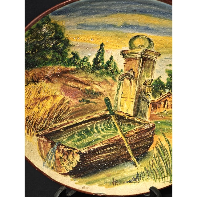 Ceramic Majolica Plate with Painted Landscape from Avallone Vietri, 1950s For Sale - Image 4 of 11