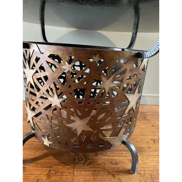 Contemporary 1960s Vintage Celestial Wood, Metal and Glass Coffee Table For Sale - Image 3 of 6