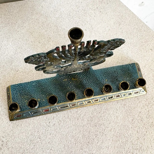 Traditional Israeli Brass “Lions of Juda” Menorah/Chanukia For Sale - Image 3 of 6