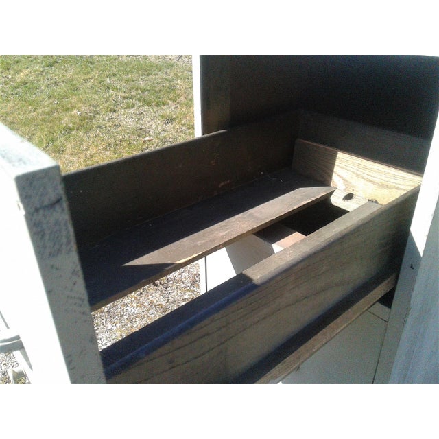 Antique Wooden 4 Drawer File Cabinet Painted Navy Gray 1940s For Sale - Image 11 of 18