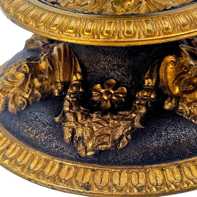 French 19th C Ormolu Bronze Candlesticks Grotesque Masks Putti Revival 2pc 8.5" For Sale - Image 9 of 15