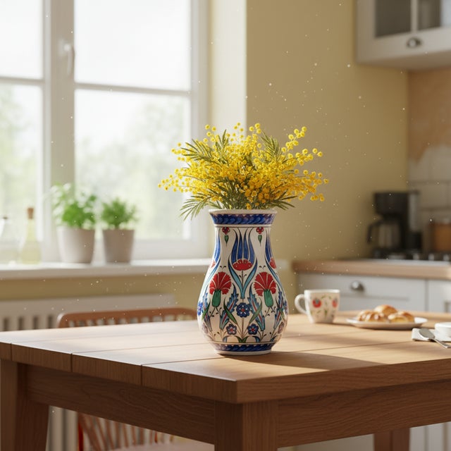 Curves of Tradition This Handmade Ceramic Vase celebrates the timeless beauty of the “Armudi” (Pear) form. Standing at 20...