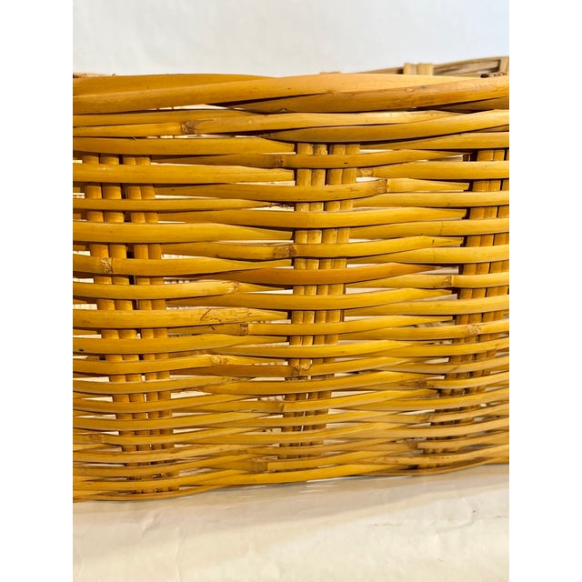 Large Vintage French Country Split Bamboo Storage Basket 32” Width For Sale - Image 12 of 18