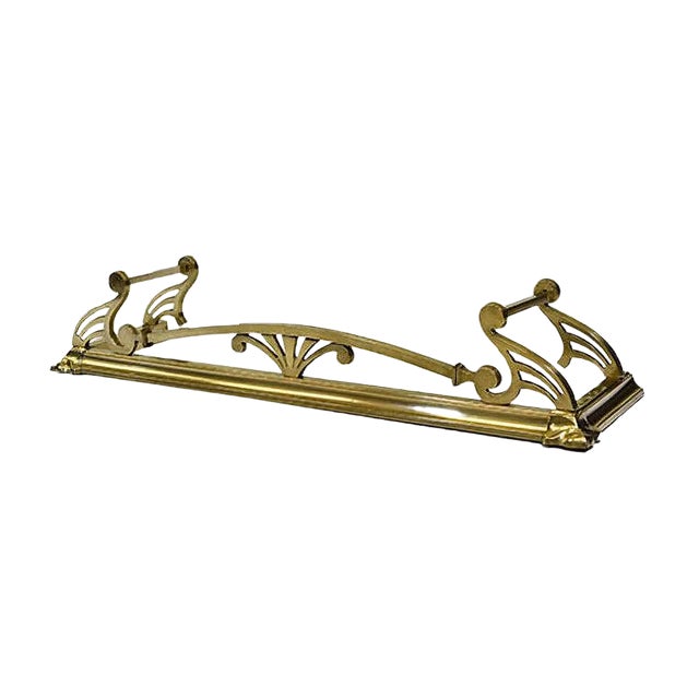 Antique Edwardian Brass Fireplace Fender, 1900s For Sale