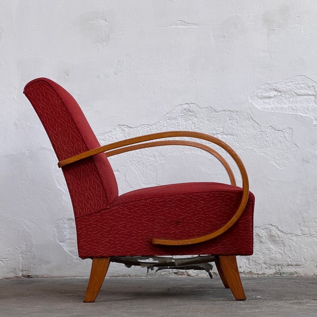 Wood Czechoslovak Art Deco H-410 Armchairs by Jindrich Halabala, 1930s, Set of 2 For Sale - Image 7 of 8