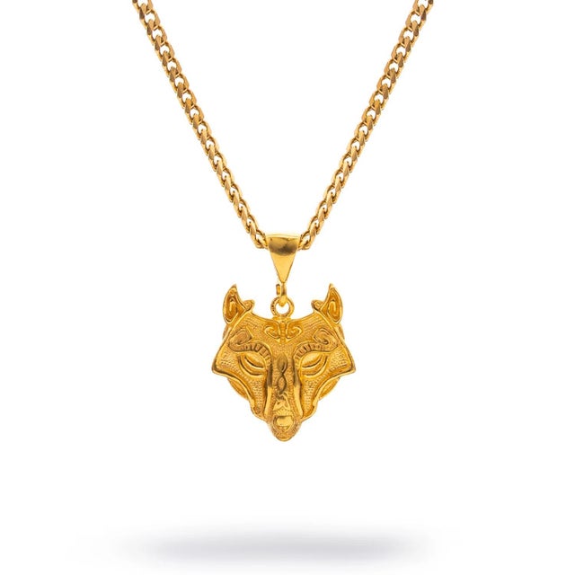 Golden Wolf Spirit Men’s Necklace For Sale - Image 11 of 11