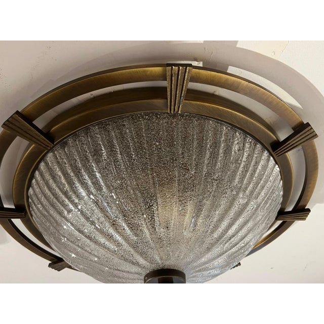 Mid-Century Modern Large Nautical 1960 German Mid Century Flush Lamp Kaiser Leuchten Murano Glass For Sale - Image 3 of 12