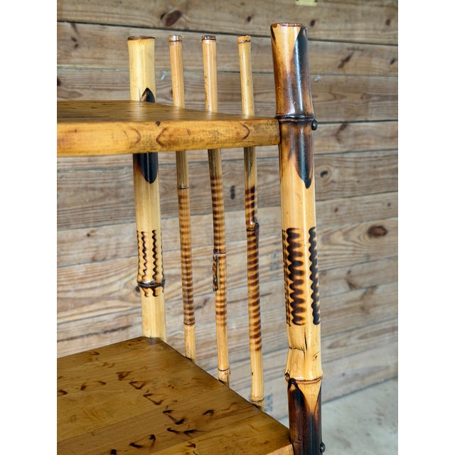 Late 19th Century 19th Century Victorian Aesthetic Movement Burnt Bamboo Etagere Shelf For Sale - Image 5 of 12