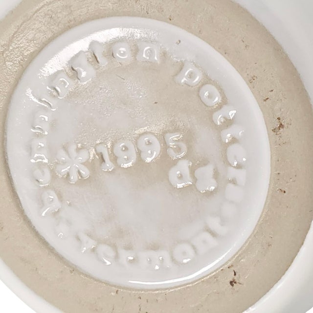 White David Gil Bennington Potters White Stoneware Floral Arranger Vase 1995 For Sale - Image 8 of 8