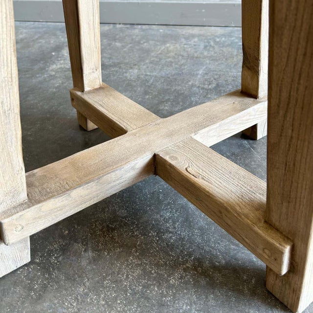 Reclaimed Elm Wood Round Side Table For Sale - Image 9 of 11