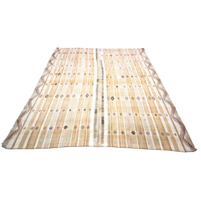 Handwoven vintage cotton kilim rug from Adana region of Turkey. Approximately 50-60 years old. In very good condition