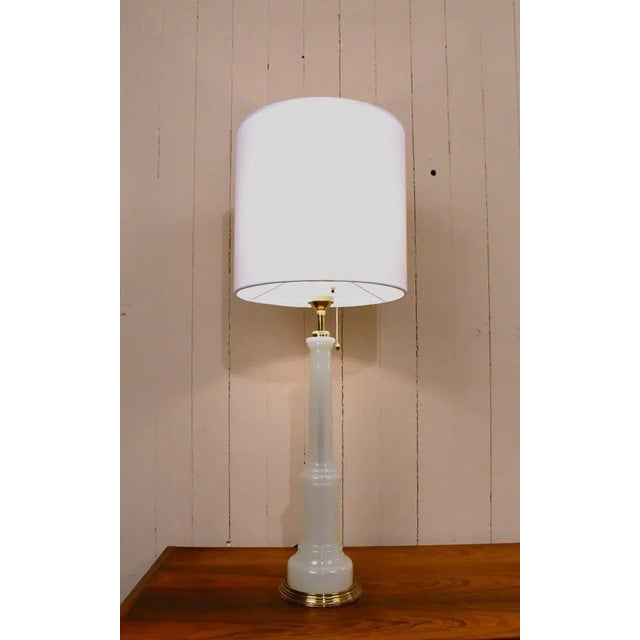 Cream Large Swedish Glass and Brass Table Lamps by Josef Frank for Firma Svenskt Tenn, 1940s, Set of 2 For Sale - Image 8 of 13