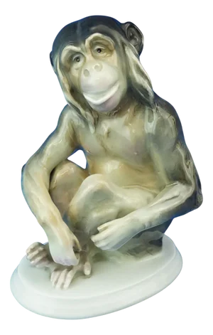 19th Century Porcelain Chimpanzee or Monkey Sculpture from Ernst Bohne & Sohne, Germany
