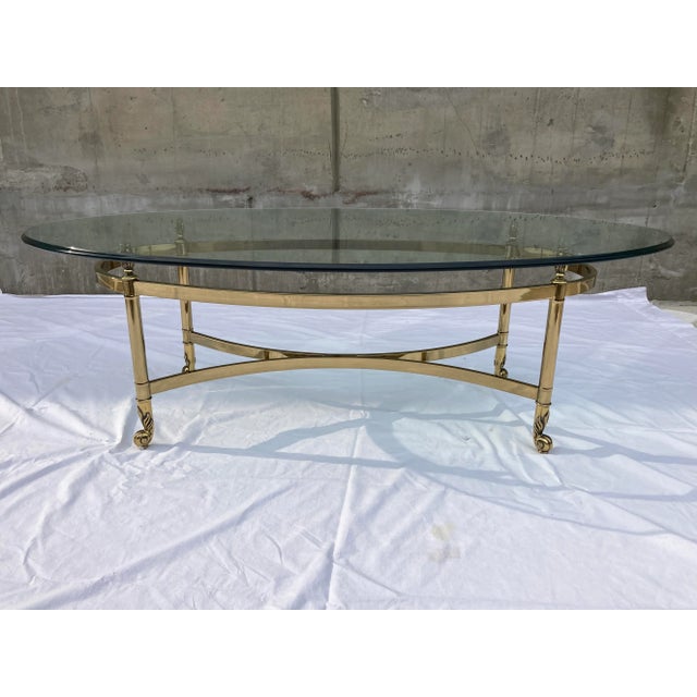 Mid 20th Century Mid-Century Modern Brass Profile Glass Top Coffee Table Italy For Sale - Image 5 of 13