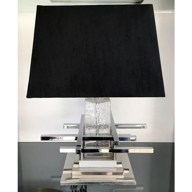 Black Italian Chrome and Glass Table Lamp, 1970s For Sale - Image 8 of 8