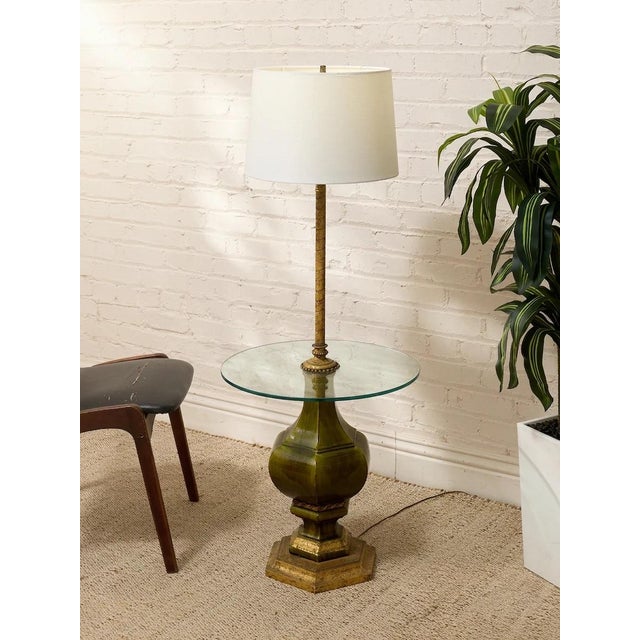 Vintage Hollywood Regency Floor Lamp With Integrated Glass Table For Sale - Image 4 of 9